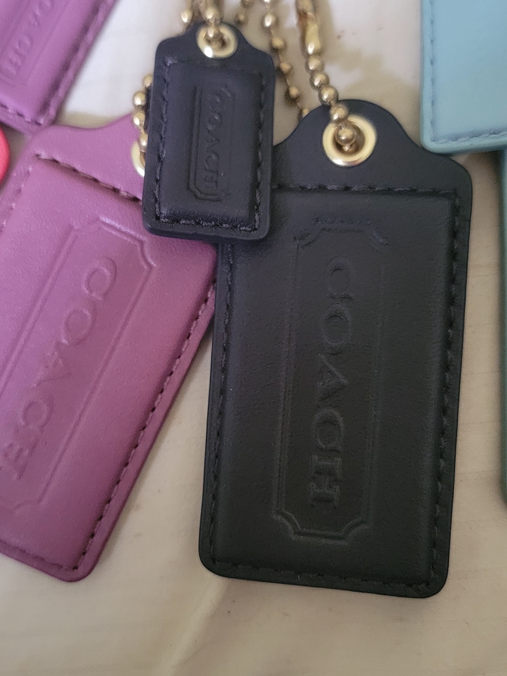 COACH Multicolor Leather Tag Charm Keychain 10 Piece - Picture 5 of 7